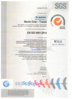 ISO 9001-2015 certifikát Tramis.sk
